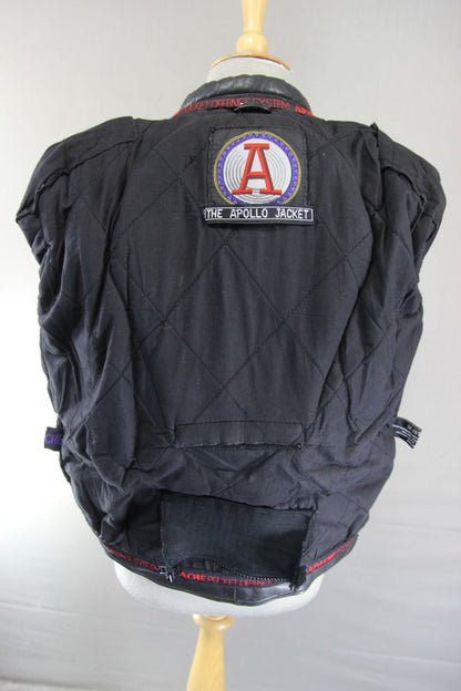 APACHE LEATHERS APOLLO CLASSIC COTTON LINED BLACK BIKER JACKET: SIZE 14