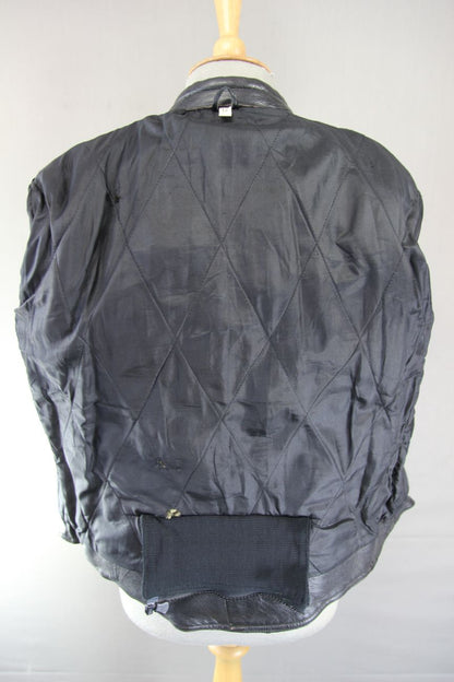 CLASSIC BLACK LEATHER BIKER JACKET: SIZE 12 34-36 INCH CHEST
