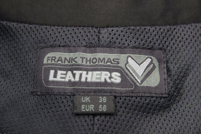 FRANK THOMAS BLACK LEATHER BIKER TROUSERS + ARMOUR/KNEE SLIDERS WAIST 36/LEG 31"