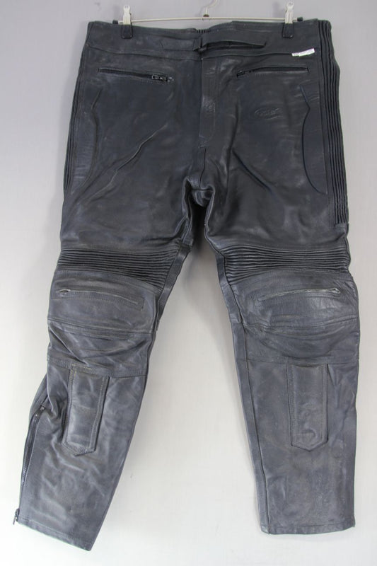 CITY OF LEATHER BLACK BIKER TROUSERS+KNEE ARMOUR WAIST 40/INSIDE LEG 29" (SHORT)