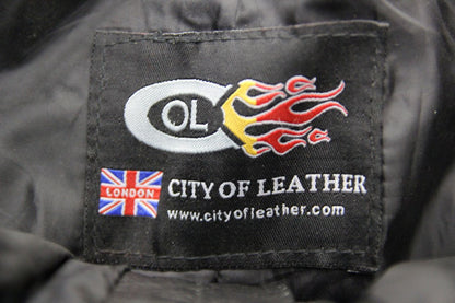CITY OF LEATHER BLACK BIKER TROUSERS+KNEE ARMOUR WAIST 40/INSIDE LEG 29" (SHORT)