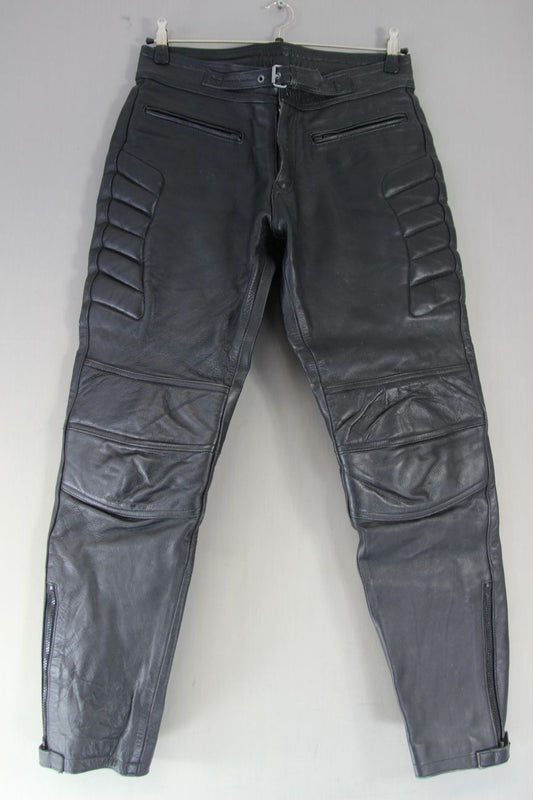 SKINTAN CLASSIC BLACK LEATHER BIKER TROUSERS WAIST 32 INCH/INSIDE LEG 31 INCH