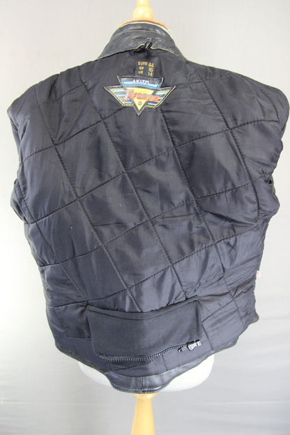 CLASSIC AKITO T-FORCE BLACK LEATHER BIKER JACKET: SIZE 16/38 INCH CHEST