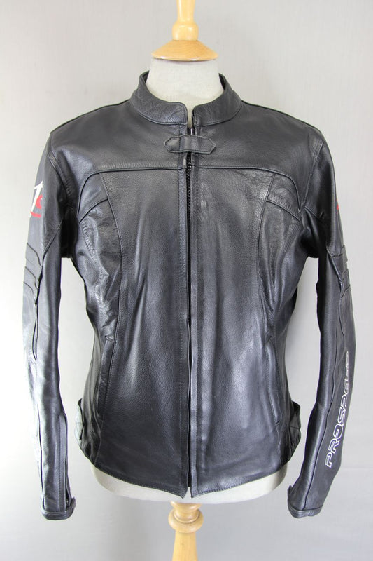 PROSPEED BLACK LEATHER BIKER JACKET WITH THERMAL LINING 40 INCH/XL