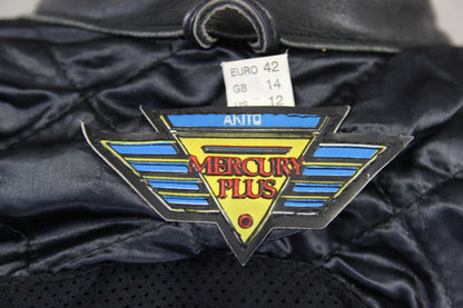 AKITO MERCURY PLUS CLASSIC BLACK LEATHER BIKER JACKET: SIZE 14