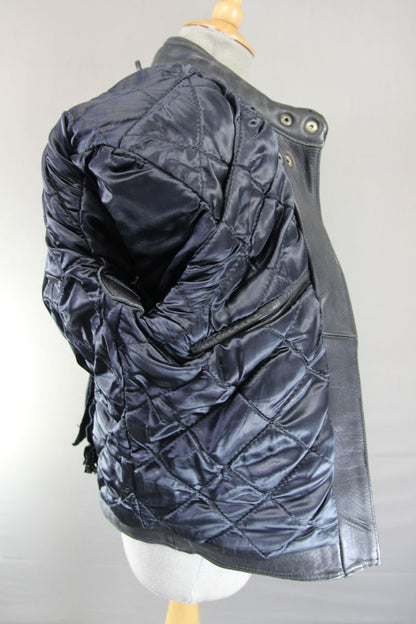 AKITO MERCURY PLUS CLASSIC BLACK LEATHER BIKER JACKET: SIZE 14