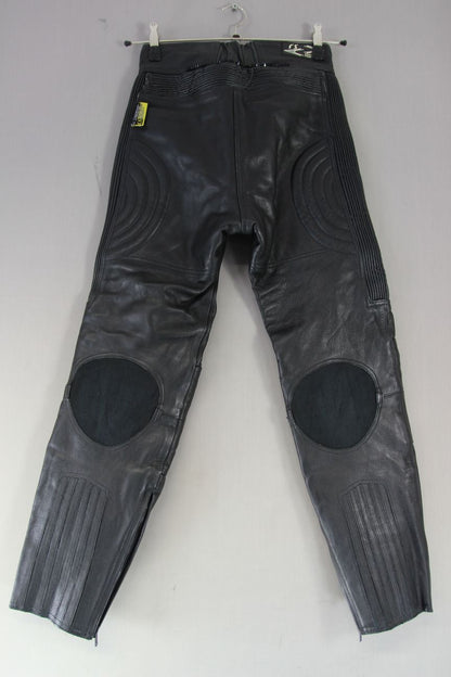 RS PERFORMANCE PROTECTION BLACK LEATHER BIKER TROUSERS SIZE 10 WAIST 28"/LEG 29"