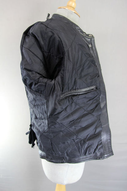 AKITO MERCURY PLUS BLACK LEATHER BIKER JACKET WITH BACK PROTECTOR: SIZE 12