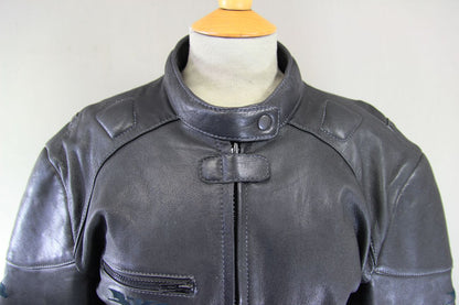 BIKO CLASSIC BLACK LEATHER BIKER JACKET: SIZE 14 36-38 INCH CHEST