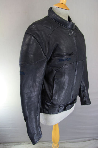 BIKO CLASSIC BLACK LEATHER BIKER JACKET: SIZE 14 36-38 INCH CHEST