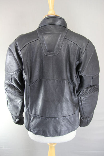 BIKO CLASSIC BLACK LEATHER BIKER JACKET: SIZE 14 36-38 INCH CHEST