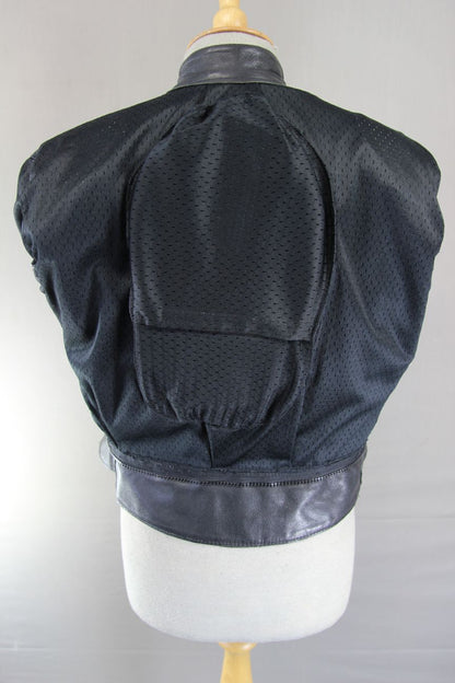 VINTAGE DOBBS LADIES BLACK & BLUE LEATHER BIKER JACKET 34-36 INCH CHEST/SIZE 12