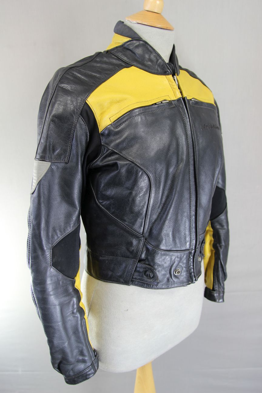 HEIN GERICKE STREETLINE LEATHER BIKER JACKET WITH REMOVABLE CE ARMOUR: SIZE 12