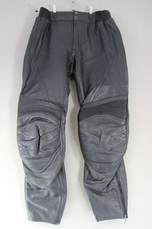 WALLACE SACKS LONDON LEATHER BIKER TROUSERS: WAIST 34-36 INCH/INSIDE LEG 32 INCH