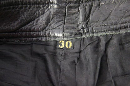VINTAGE AKITO BLACK LEATHER BIKER JEANS: WAIST 30 INCHES/LEG 32 INCHES