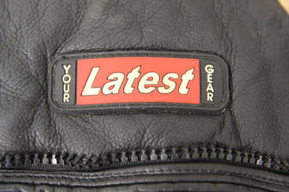 BLACK LEATHER BIKER TROUSERS + CE KNEE ARMOUR & HIP PROTECTORS WAIST 36"/LEG 31"