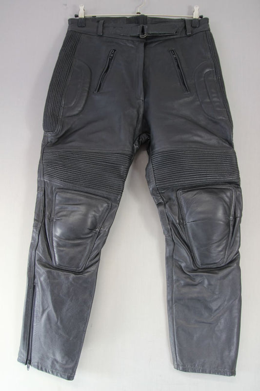DOBBS LEATHERS BLACK BIKER TROUSERS SIZE 18/WAIST 34 INCHES/INSIDE LEG 29 INCHES