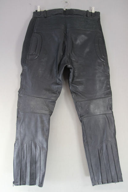 DOBBS LEATHERS BLACK BIKER TROUSERS SIZE 18/WAIST 34 INCHES/INSIDE LEG 29 INCHES