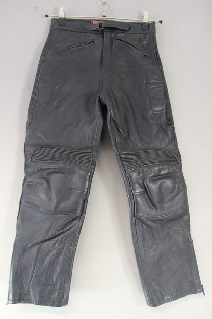 SKINTAN BOYS BLACK LEATHER BIKER TROUSERS/AGE 14/WAIST 26-28 IN/INSIDE LEG 24 IN