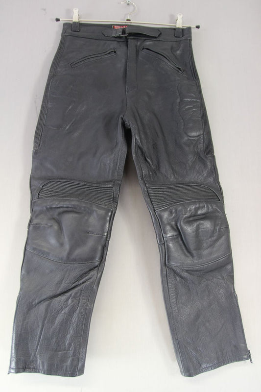 SKINTAN BOYS BLACK LEATHER BIKER TROUSERS/AGE 14/WAIST 26-28 IN/INSIDE LEG 24 IN