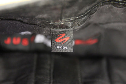 JUST BIKERS CLASSIC BLACK LEATHER JEANS: WAIST 34 INCHES/LEG 30 INCHES