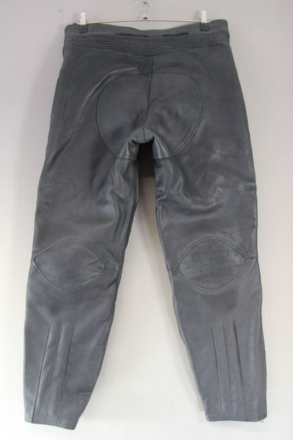 BUFFALO BLACK LEATHER BIKER TROUSERS: WAIST 36 INCH/INSIDE LEG 30 INCH