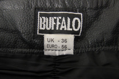 BUFFALO BLACK LEATHER BIKER TROUSERS: WAIST 36 INCH/INSIDE LEG 30 INCH