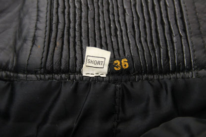 JTS BLACK LEATHER BIKER TROUSERS: WAIST 36 INCH/INSIDE LEG 28 INCH (SHORT FIT)