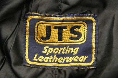 JTS BLACK LEATHER BIKER TROUSERS: WAIST 36 INCH/INSIDE LEG 28 INCH (SHORT FIT)