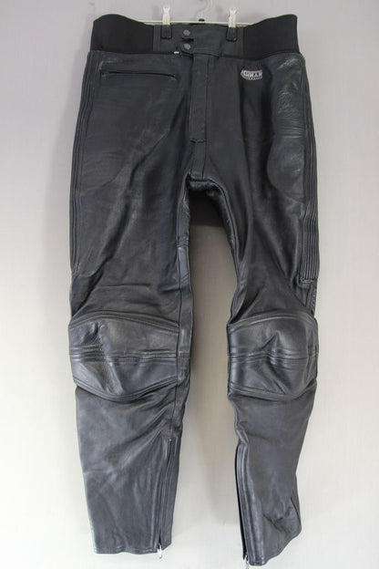 ASHMAN PERFORMANCE BLACK COWHIDE LEATHER BIKER TROUSERS WAIST 34/INSIDE LEG 29"