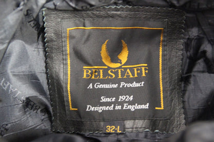 BELSTAFF BLACK LEATHER BIKER TROUSERS: WAIST 30 INCH/INSIDE LEG 31.5 INCH
