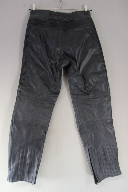 LADIES CLASSIC BLACK LEATHER BIKER TROUSERS: WAIST 30 INCH/INSIDE LEG 29 INCH/L