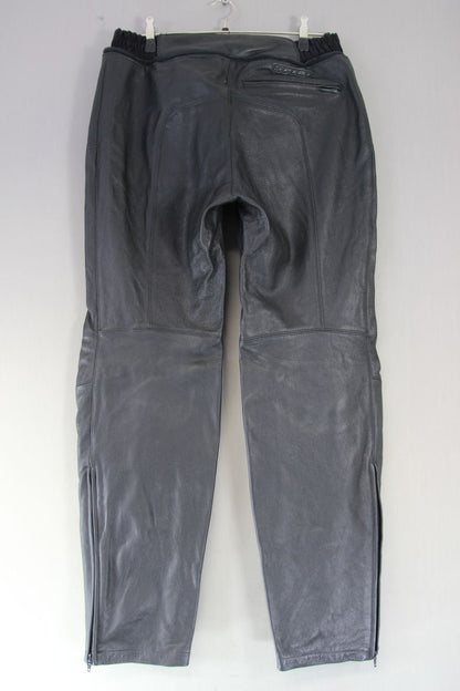 CLASSIC SPIDI BLACK LEATHER BIKER TROUSERS: WAIST 36 INCHES/INSIDE LEG 33 INCHES