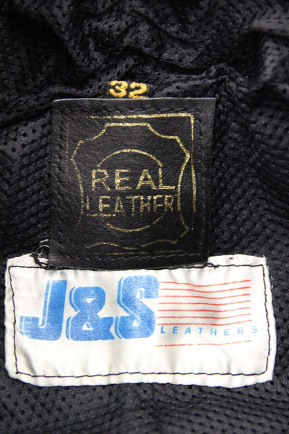 J&S BLACK LEATHER BIKER TROUSERS WAIST 30-32 INCH/INSIDE LEG 28 INCH (SHORT FIT)