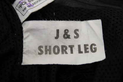 J&S BLACK LEATHER BIKER TROUSERS WAIST 30-32 INCH/INSIDE LEG 28 INCH (SHORT FIT)