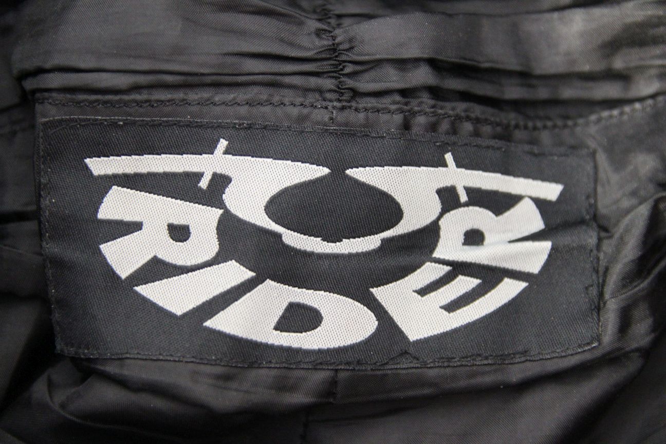 RIDER BLACK LEATHER BIKER TROUSERS SIZE 10: WAIST 30 INCHES/INSIDE LEG 28 INCHES