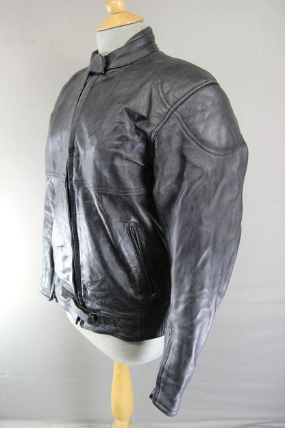 RAYVEN CLASSIC BLACK LEATHER BIKER JACKET: SIZE 10