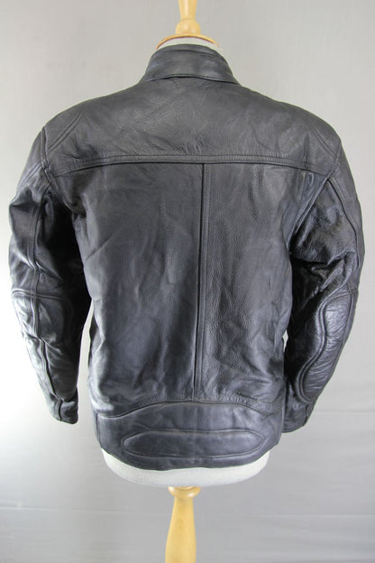 RAYVEN CLASSIC BLACK LEATHER BIKER JACKET: SIZE 10
