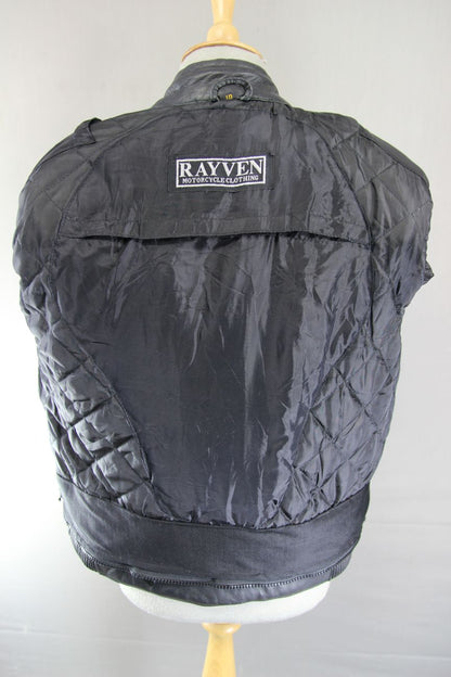 RAYVEN CLASSIC BLACK LEATHER BIKER JACKET: SIZE 10