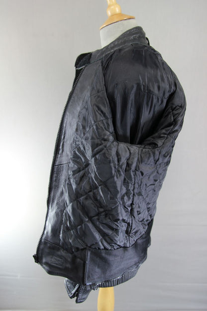 RAYVEN CLASSIC BLACK LEATHER BIKER JACKET: SIZE 10