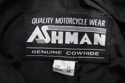 ASHMAN BLACK COWHIDE LEATHER BIKER TROUSERS WAIST 28-30 INCH/INSIDE LEG 29 INCH