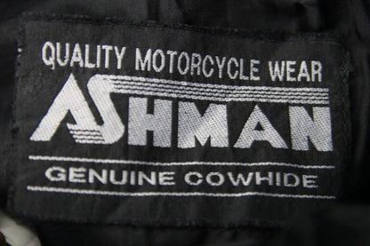 ASHMAN BLACK COWHIDE LEATHER BIKER TROUSERS SIZE 14/WAIST 30 IN/INSIDE LEG 30 IN