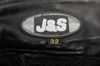 J&S CLASSIC BLACK LEATHER BIKER TROUSERS WAIST 32 INCHES/INSIDE LEG 29 INCHES