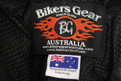 BIKERS GEAR BLACK LEATHER TROUSERS WITH PROTECTORS/SIZE 10/WAIST 28 IN/LEG 31 IN