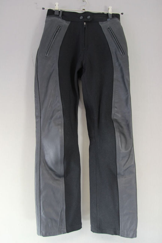 WEISE BLACK LEATHER & TEXTILE BIKER TROUSERS + ARMOUR SIZE 8: WAIST 28"/LEG 30"