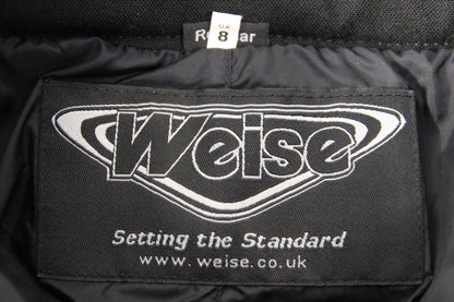 WEISE BLACK LEATHER & TEXTILE BIKER TROUSERS + ARMOUR SIZE 8: WAIST 28"/LEG 30"