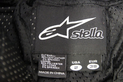ALPINESTARS STELLA BLACK LEATHER BIKER TROUSERS WITH CE KNEE ARMOUR: SIZE 4-6