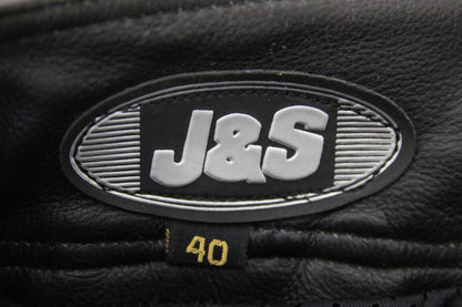 J&S BLACK LEATHER BIKER TROUSERS WAIST 38-40 INCH/INSIDE LEG 25 INCH (SHORT FIT)
