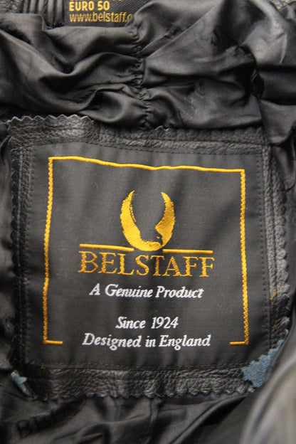 BELSTAFF BLACK LEATHER BIKER TROUSERS: WAIST 28-30 INCH/INSIDE LEG 31 INCH