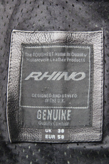 RHINO BLACK COWHIDE LEATHER BIKER TROUSERS: WAIST 36-38 INCHES/LEG 31 INCHES